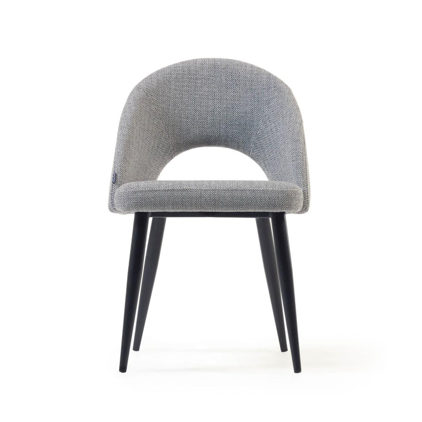 Stuhl Mael grauer mit Stahlbeinen mit schwarzem Finish - ZEN ZONE Furniture