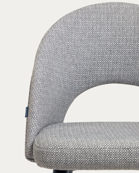 Stuhl Mael grauer mit Stahlbeinen mit schwarzem Finish - ZEN ZONE Furniture