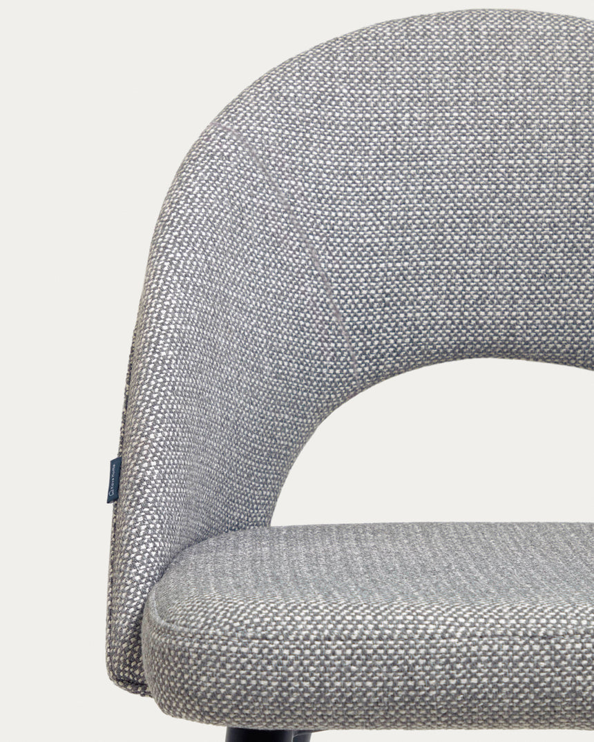 Stuhl Mael grauer mit Stahlbeinen mit schwarzem Finish - ZEN ZONE Furniture