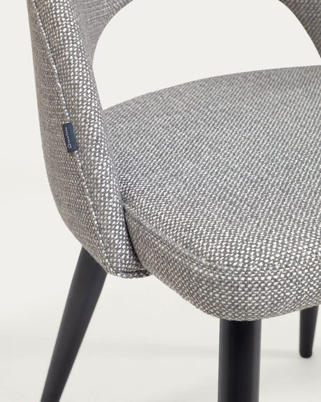 Stuhl Mael grauer mit Stahlbeinen mit schwarzem Finish - ZEN ZONE Furniture