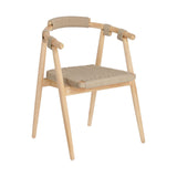Majela stapelbarer Stuhl aus massivem Eukalyptusholz mit Finish Eichen-Optik und beigem Seil FSC 100% - ZEN ZONE Furniture