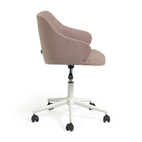 Einara Schreibtischstuhl in Rosa mit Beinen aus Stahl in Mattweiß - ZEN ZONE Furniture