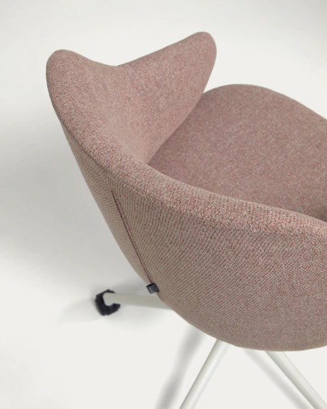 Einara Schreibtischstuhl in Rosa mit Beinen aus Stahl in Mattweiß - ZEN ZONE Furniture