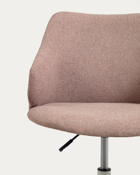 Einara Schreibtischstuhl in Rosa mit Beinen aus Stahl in Mattweiß - ZEN ZONE Furniture