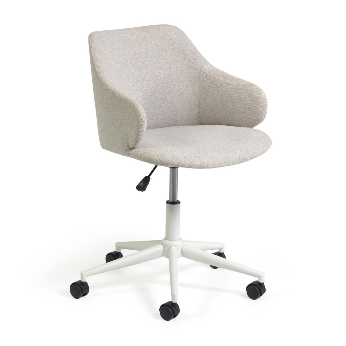 Einara Schreibtischstuhl in Hellgrau mit Beinen aus Stahl in Mattweiß - ZEN ZONE Furniture