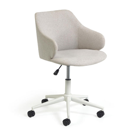 Einara Schreibtischstuhl in Hellgrau mit Beinen aus Stahl in Mattweiß - ZEN ZONE Furniture