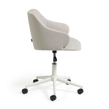 Einara Schreibtischstuhl in Hellgrau mit Beinen aus Stahl in Mattweiß - ZEN ZONE Furniture