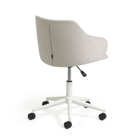 Einara Schreibtischstuhl in Hellgrau mit Beinen aus Stahl in Mattweiß - ZEN ZONE Furniture