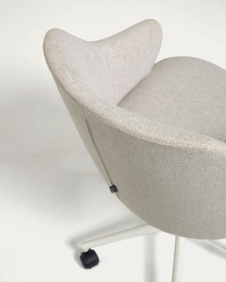 Einara Schreibtischstuhl in Hellgrau mit Beinen aus Stahl in Mattweiß - ZEN ZONE Furniture