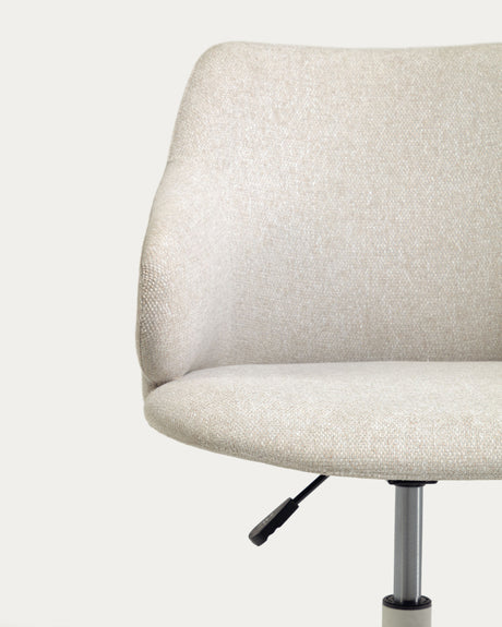 Einara Schreibtischstuhl in Hellgrau mit Beinen aus Stahl in Mattweiß - ZEN ZONE Furniture