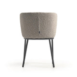 Ciselia Stuhl mit hellgrauem Bouclé-Bezug und schwarzem Metall - ZEN ZONE Furniture