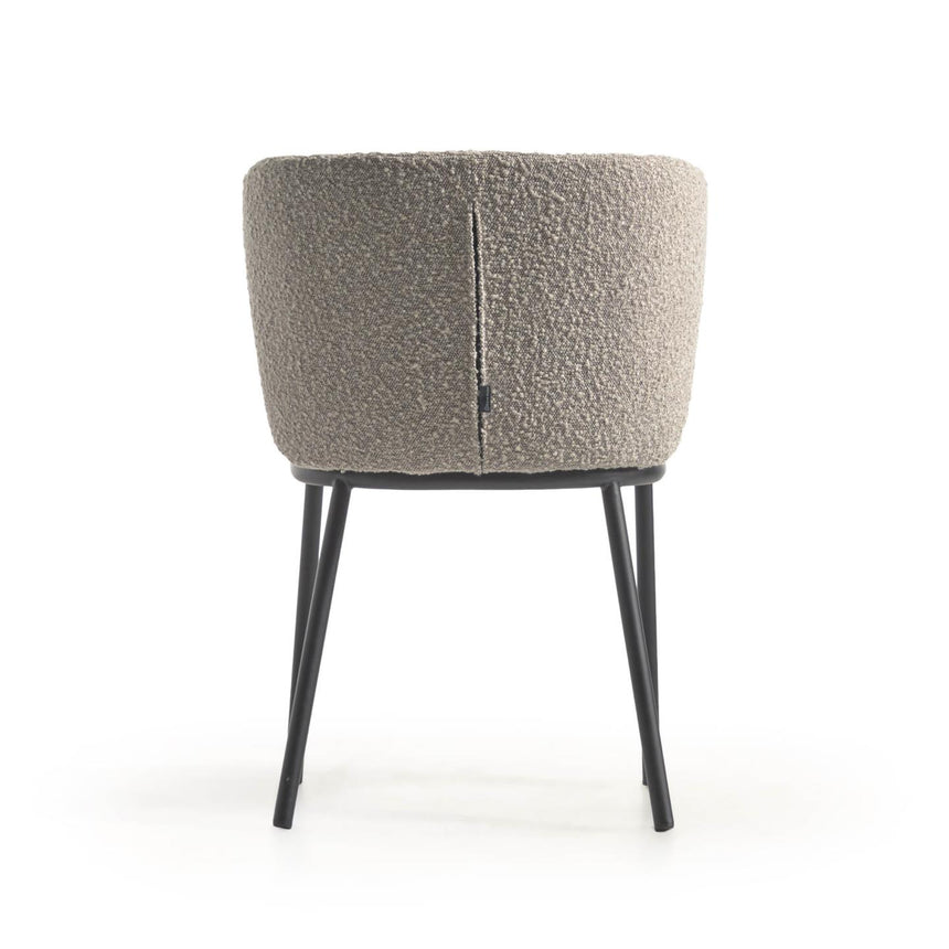 Ciselia Stuhl mit hellgrauem Bouclé-Bezug und schwarzem Metall - ZEN ZONE Furniture