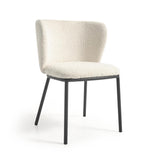 Ciselia Stuhl aus weißem Bouclé und Stahlbeinen mit schwarzem Finish, FSC Mix Credit - ZEN ZONE Furniture