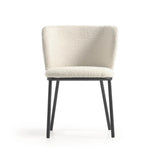 Ciselia Stuhl aus weißem Bouclé und Stahlbeinen mit schwarzem Finish, FSC Mix Credit - ZEN ZONE Furniture