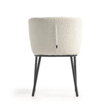 Ciselia Stuhl aus weißem Bouclé und Stahlbeinen mit schwarzem Finish, FSC Mix Credit - ZEN ZONE Furniture