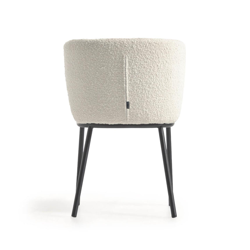 Ciselia Stuhl aus weißem Bouclé und Stahlbeinen mit schwarzem Finish, FSC Mix Credit - ZEN ZONE Furniture