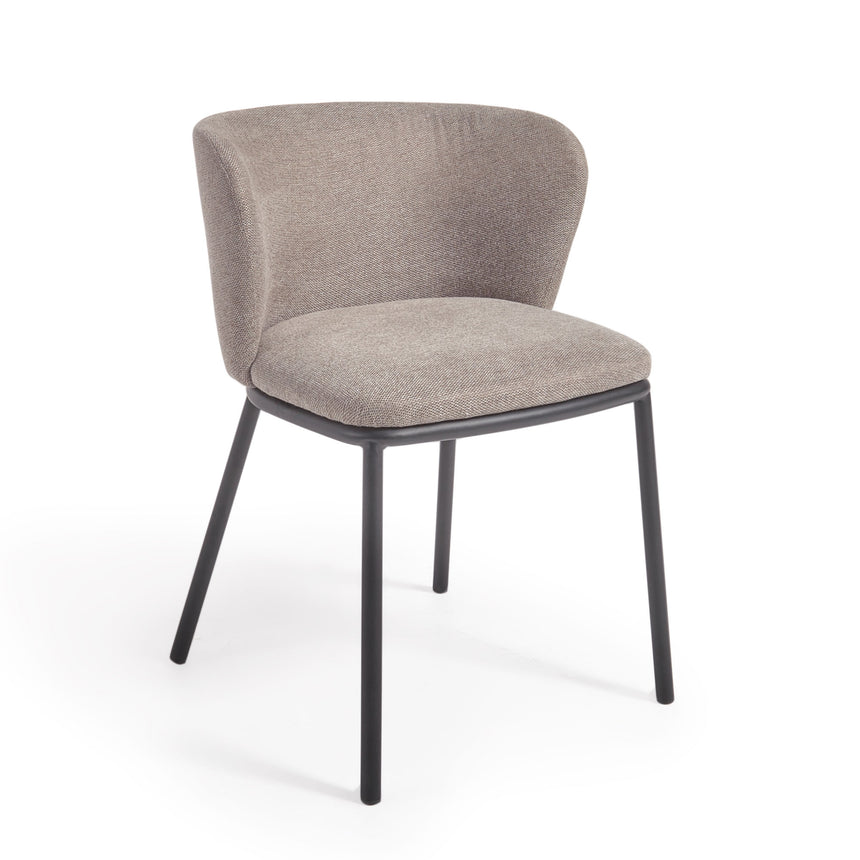 Ciselia Stuhl hellbraune Chenille und Stahl in Schwarz - ZEN ZONE Furniture