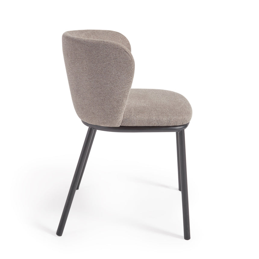 Ciselia Stuhl hellbraune Chenille und Stahl in Schwarz - ZEN ZONE Furniture
