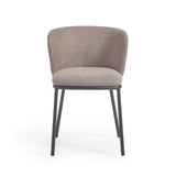 Ciselia Stuhl hellbraune Chenille und Stahl in Schwarz - ZEN ZONE Furniture