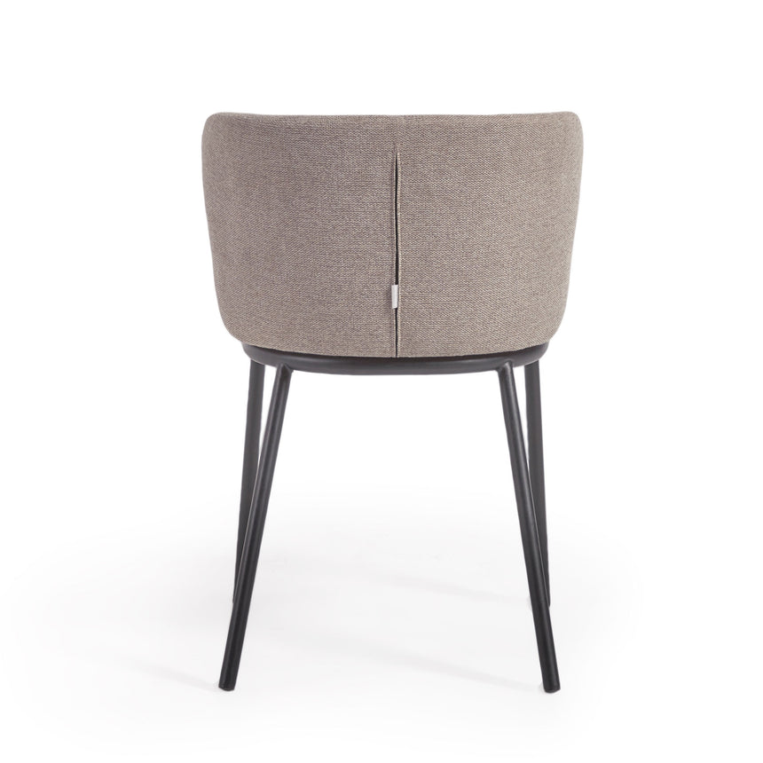 Ciselia Stuhl hellbraune Chenille und Stahl in Schwarz - ZEN ZONE Furniture