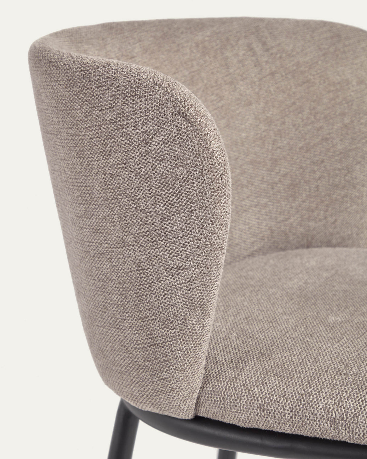 Ciselia Stuhl hellbraune Chenille und Stahl in Schwarz - ZEN ZONE Furniture