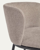 Ciselia Stuhl hellbraune Chenille und Stahl in Schwarz - ZEN ZONE Furniture