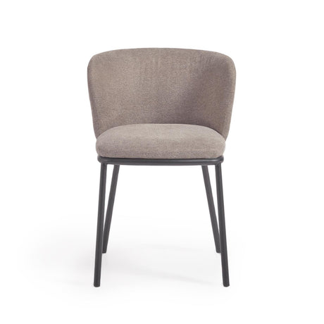Ciselia Stuhl hellbraune Chenille und Stahl in Schwarz - ZEN ZONE
