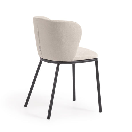 Ciselia Stuhl beiger Chenille und Stahlbeinen mit schwarzem Finish, FSC Mix Credit - ZEN ZONE Furniture