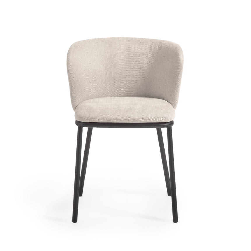 Ciselia Stuhl beiger Chenille und Stahlbeinen mit schwarzem Finish, FSC Mix Credit - ZEN ZONE Furniture