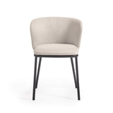 Ciselia Stuhl beiger Chenille und Stahlbeinen mit schwarzem Finish, FSC Mix Credit - ZEN ZONE Furniture