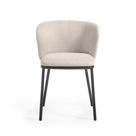 Ciselia Stuhl beiger Chenille und Stahlbeinen mit schwarzem Finish, FSC Mix Credit - ZEN ZONE Furniture