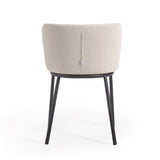 Ciselia Stuhl beiger Chenille und Stahlbeinen mit schwarzem Finish, FSC Mix Credit - ZEN ZONE Furniture