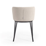 Ciselia Stuhl beiger Chenille und Stahlbeinen mit schwarzem Finish, FSC Mix Credit - ZEN ZONE Furniture