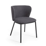 Ciselia Stuhl dunkelgrauer Chenille und Stahlbeinen mit schwarzem Finish, FSC Mix Credit - ZEN ZONE Furniture