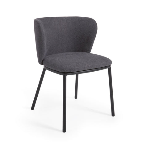 Ciselia Stuhl dunkelgrauer Chenille und Stahlbeinen mit schwarzem Finish, FSC Mix Credit - ZEN ZONE Furniture