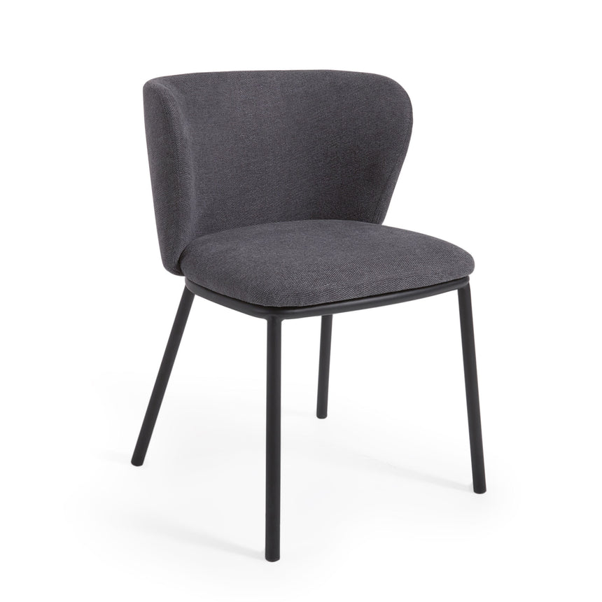 Ciselia Stuhl dunkelgrauer Chenille und Stahlbeinen mit schwarzem Finish, FSC Mix Credit - ZEN ZONE Furniture