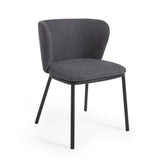 Ciselia Stuhl dunkelgrauer Chenille und Stahlbeinen mit schwarzem Finish, FSC Mix Credit - ZEN ZONE Furniture
