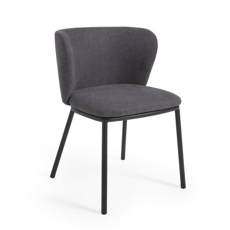Ciselia Stuhl dunkelgrauer Chenille und Stahlbeinen mit schwarzem Finish, FSC Mix Credit - ZEN ZONE Furniture
