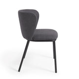 Ciselia Stuhl dunkelgrauer Chenille und Stahlbeinen mit schwarzem Finish, FSC Mix Credit - ZEN ZONE Furniture