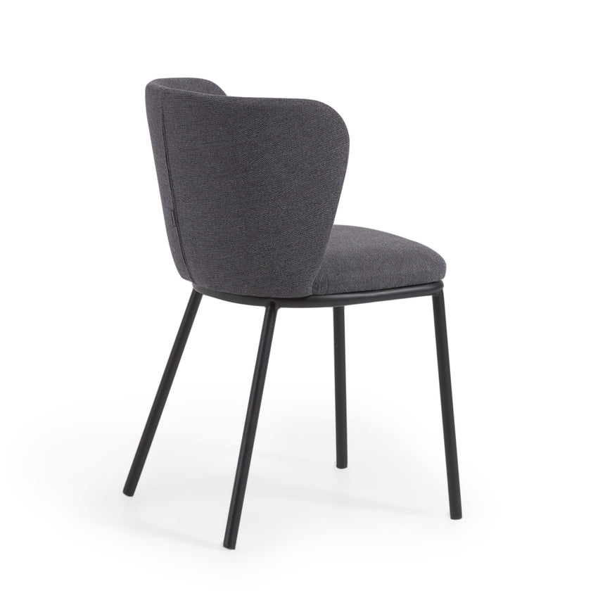 Ciselia Stuhl dunkelgrauer Chenille und Stahlbeinen mit schwarzem Finish, FSC Mix Credit - ZEN ZONE Furniture