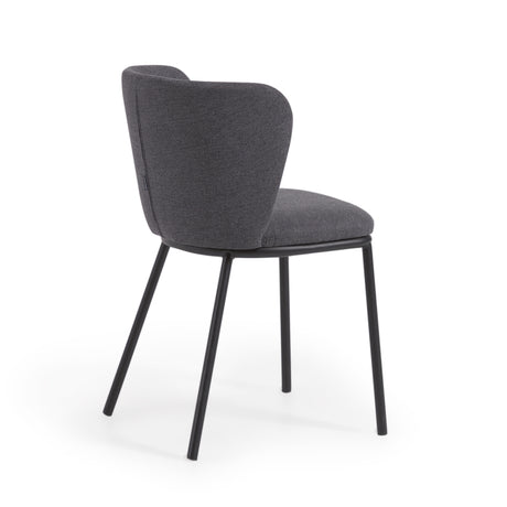 Ciselia Stuhl dunkelgrauer Chenille und Stahlbeinen mit schwarzem Finish, FSC Mix Credit - ZEN ZONE Furniture