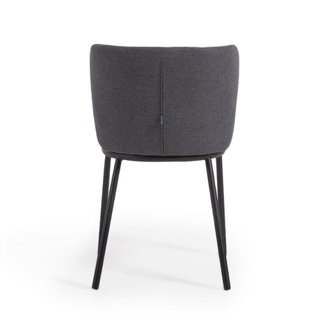 Ciselia Stuhl dunkelgrauer Chenille und Stahlbeinen mit schwarzem Finish, FSC Mix Credit - ZEN ZONE Furniture