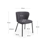 Ciselia Stuhl dunkelgrauer Chenille und Stahlbeinen mit schwarzem Finish, FSC Mix Credit - ZEN ZONE Furniture
