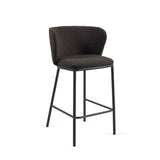 Ciselia Hocker mit Bouclé in Schwarz und schwarzen Stahlbeinen Höhe 65 cm FSC Mix Credit - ZEN ZONE Furniture