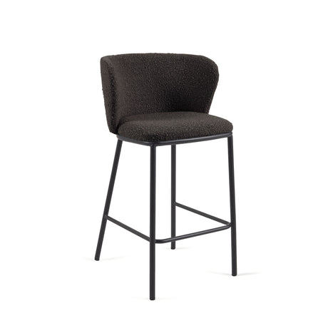 Ciselia Hocker mit Bouclé in Schwarz und schwarzen Stahlbeinen Höhe 65 cm FSC Mix Credit - ZEN ZONE Furniture