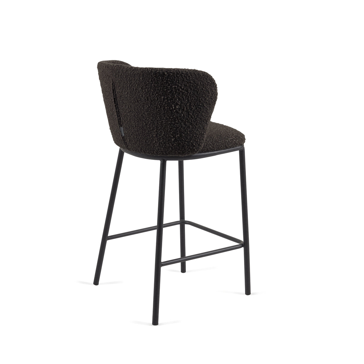 Ciselia Hocker mit Bouclé in Schwarz und schwarzen Stahlbeinen Höhe 65 cm FSC Mix Credit - ZEN ZONE Furniture