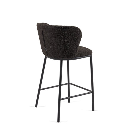 Ciselia Hocker mit Bouclé in Schwarz und schwarzen Stahlbeinen Höhe 65 cm FSC Mix Credit - ZEN ZONE Furniture