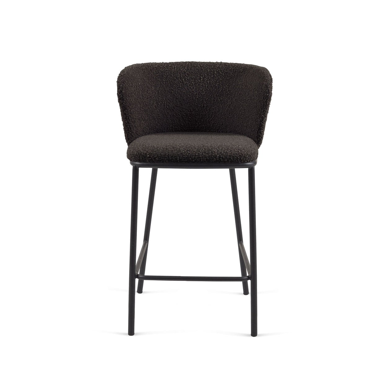 Ciselia Hocker mit Bouclé in Schwarz und schwarzen Stahlbeinen Höhe 65 cm FSC Mix Credit - ZEN ZONE Furniture
