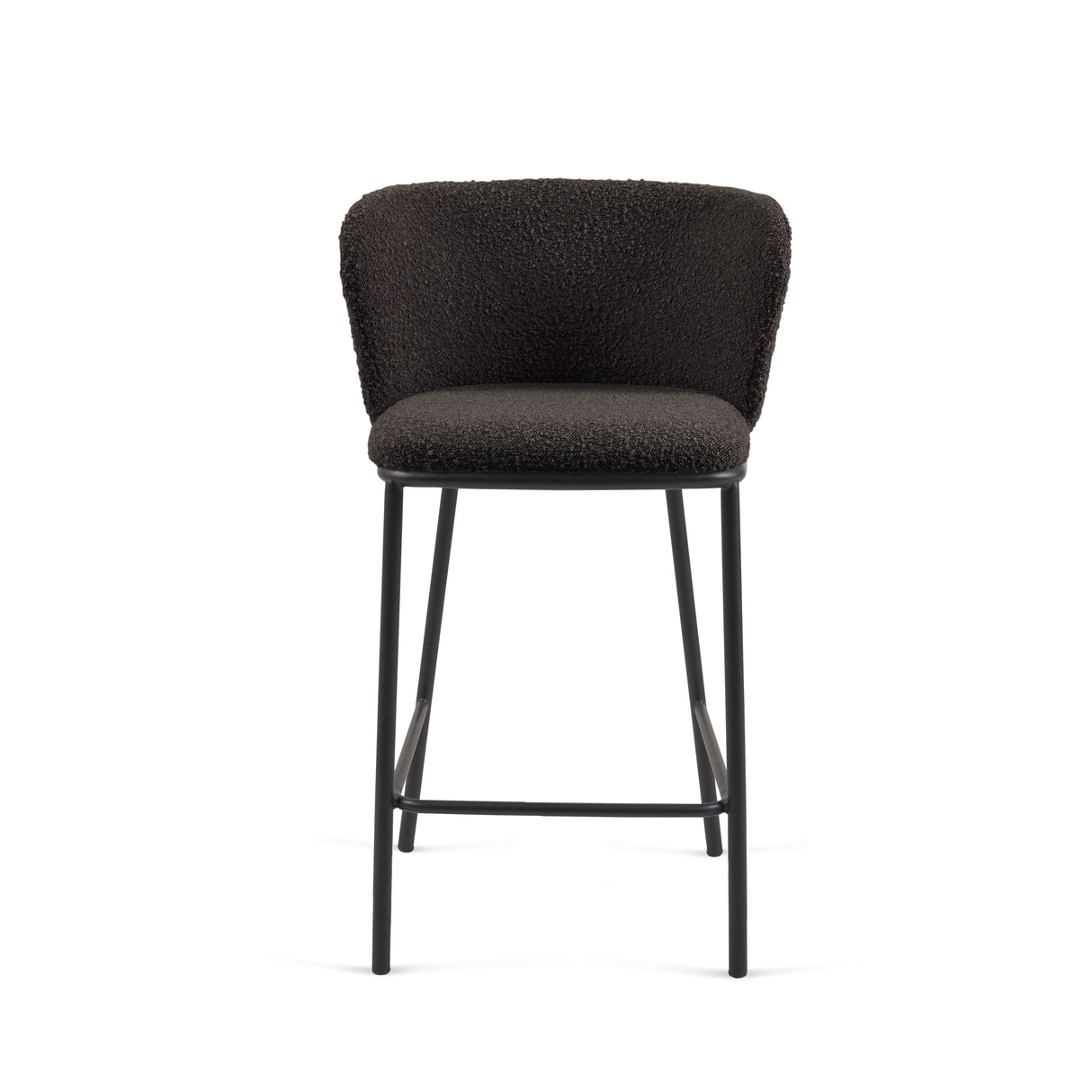 Ciselia Hocker mit Bouclé in Schwarz und schwarzen Stahlbeinen Höhe 65 cm FSC Mix Credit - ZEN ZONE Furniture