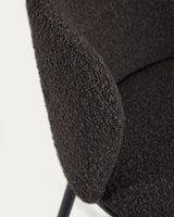 Ciselia Hocker mit Bouclé in Schwarz und schwarzen Stahlbeinen Höhe 65 cm FSC Mix Credit - ZEN ZONE Furniture